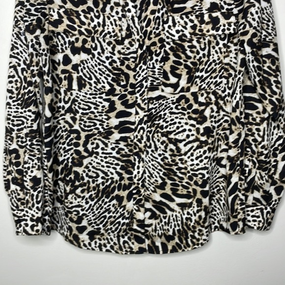 Calvin Klein Size S Leopard Animal Print Lightweight Collarless Button Down - Picture 4 of 13